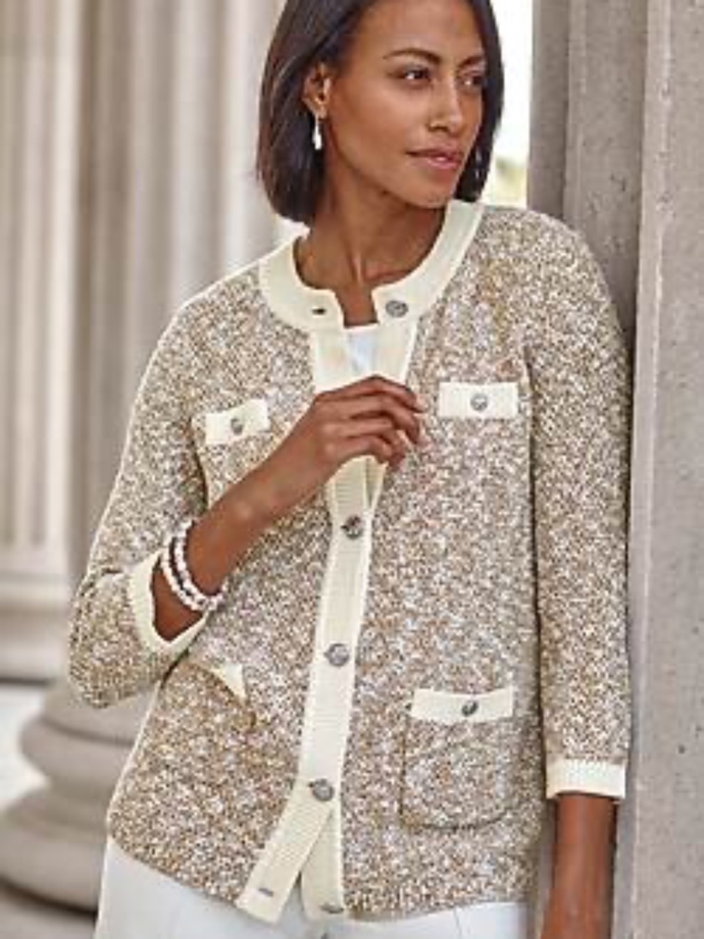 NWOT J. Jill Wearever Contrast-Trimmed Sweater-Jacket (2X)